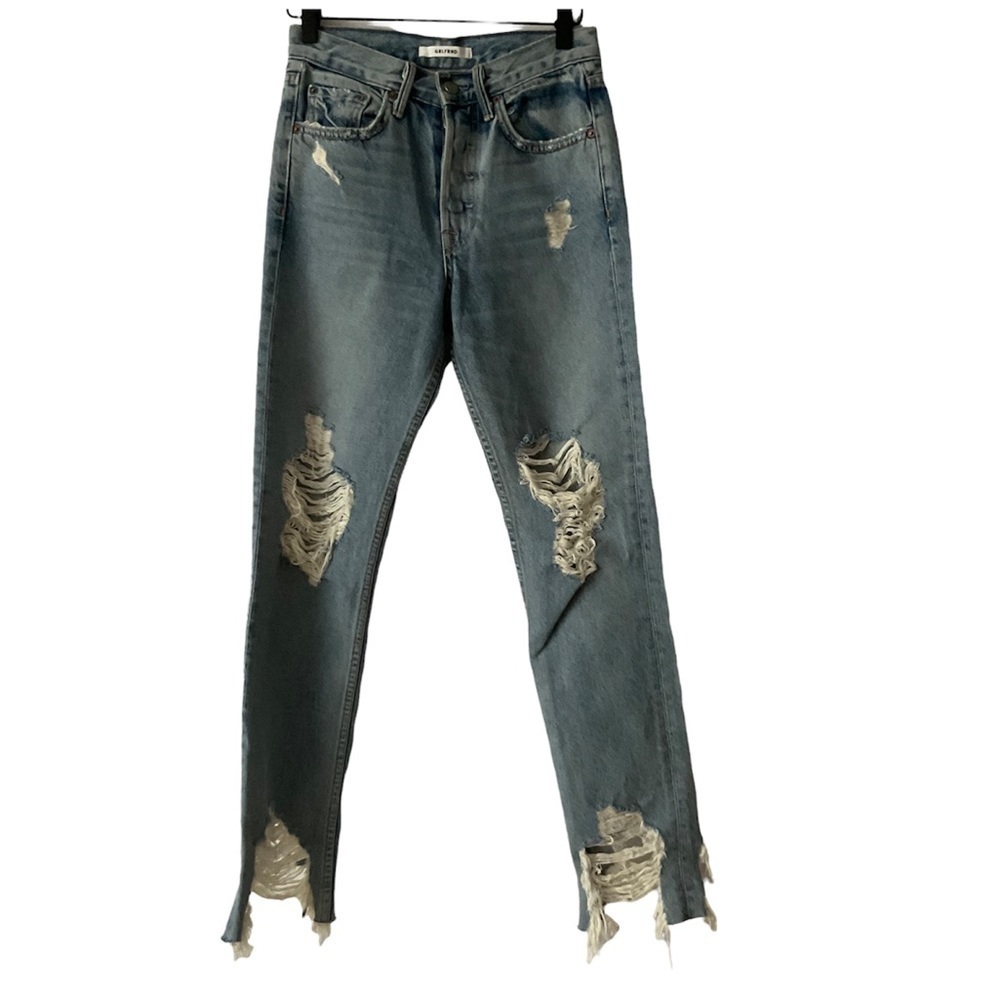 GRLFRND Karolina High Rise Button Fly Distress Jeans Size 24
